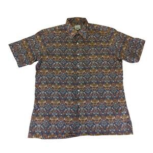 Vtg Maus & Hoffman Liberty Fabric Short Sleeve Button-down Shirt Bird Mens Large